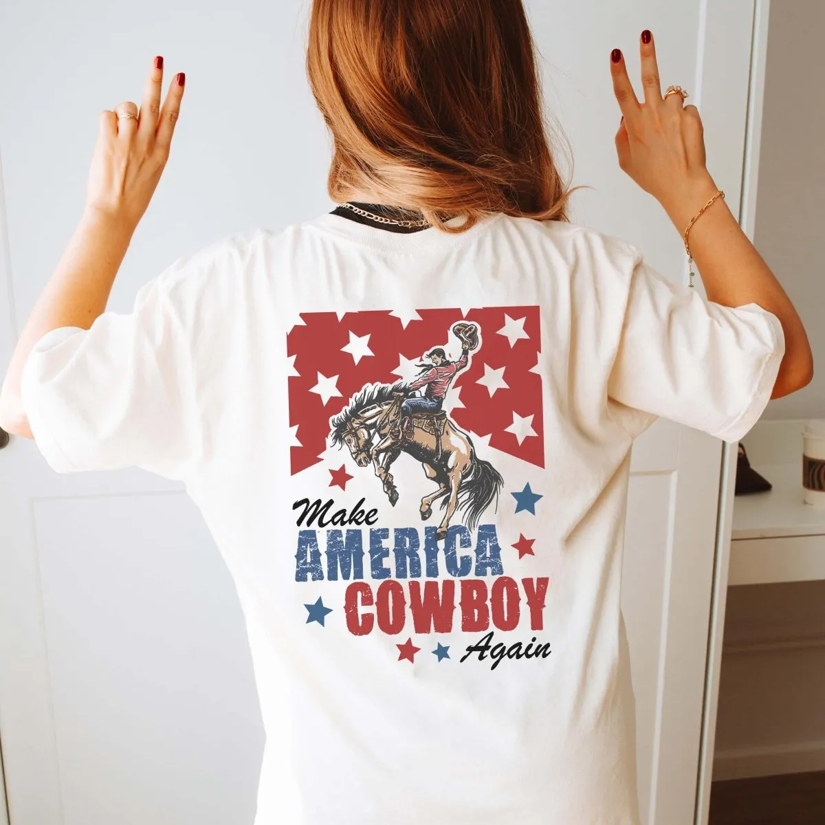 Make America Cowboy Again Back Design Comfort Color Tee