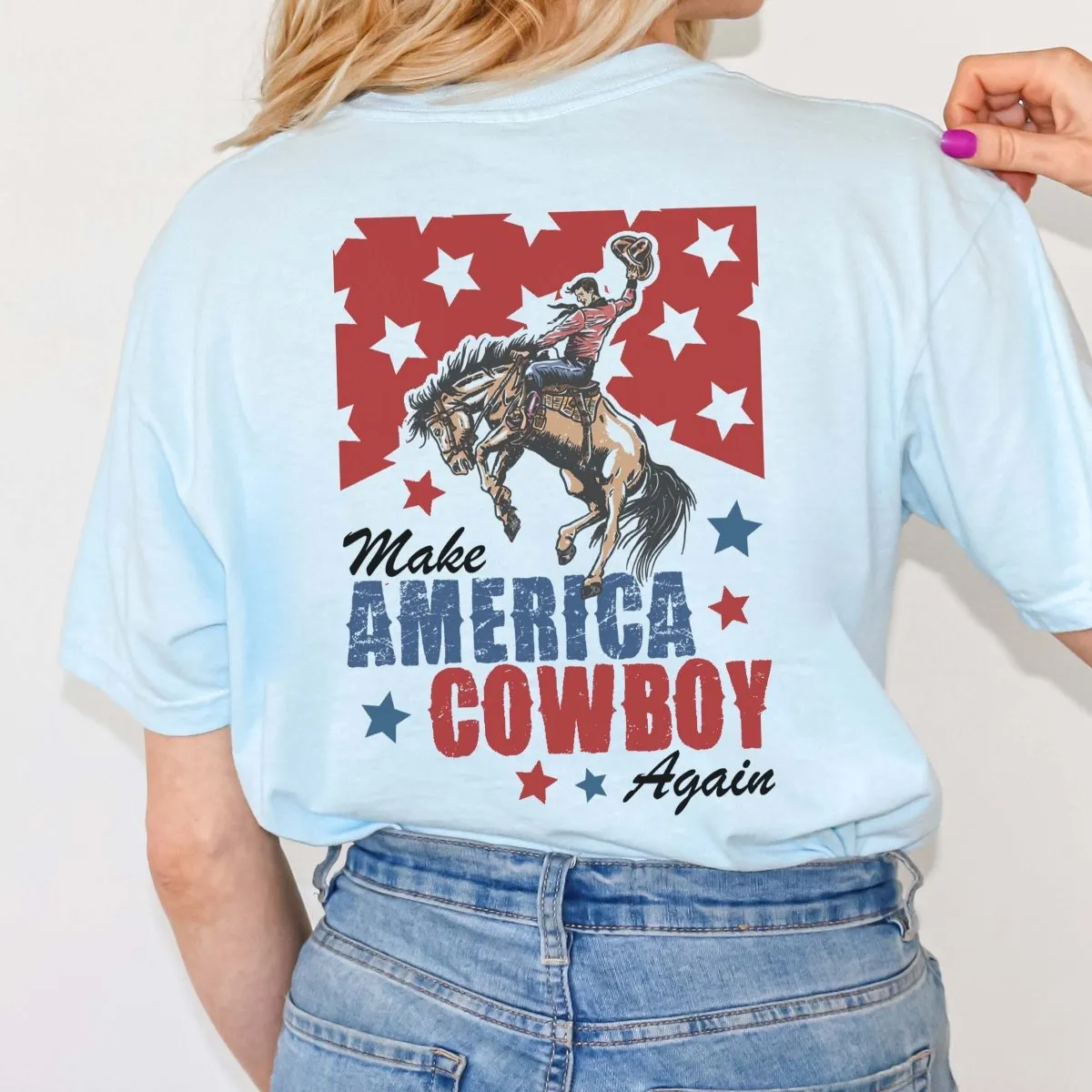 Make America Cowboy Again Back Design Comfort Color Tee