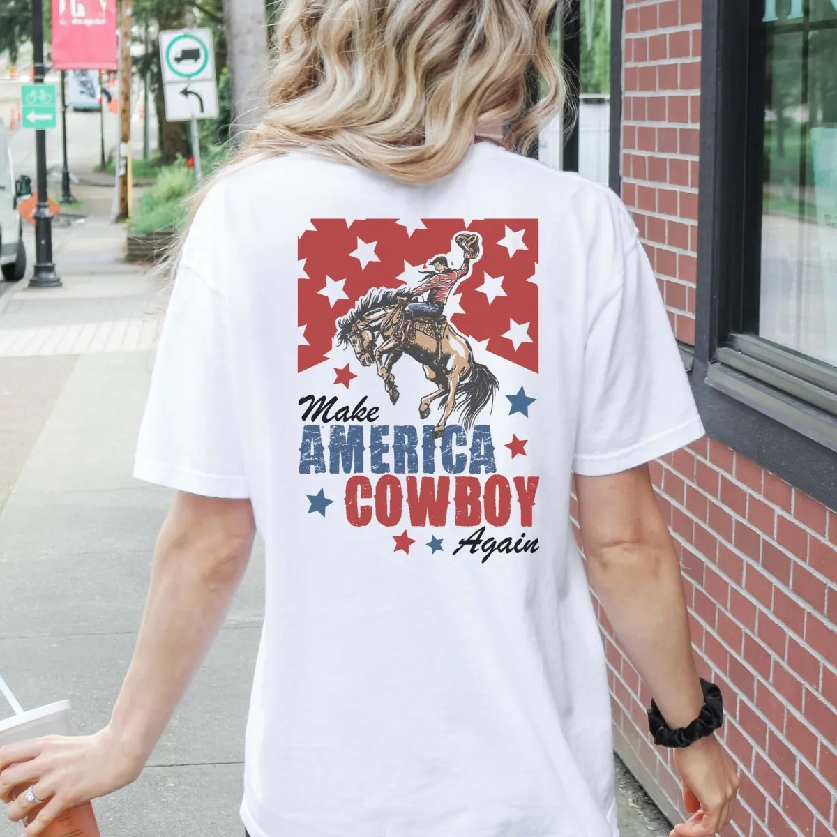 Make America Cowboy Again Back Design Comfort Color Tee