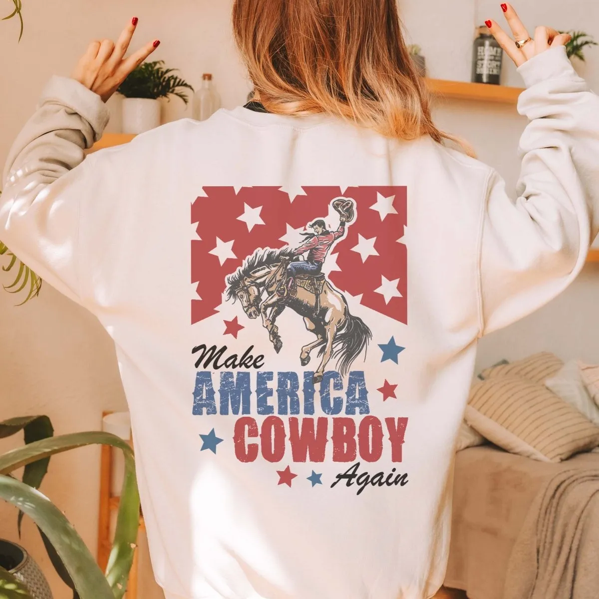 Make America Cowboy Again Back Design Wholesale Sweatshirt - Fast Shipping