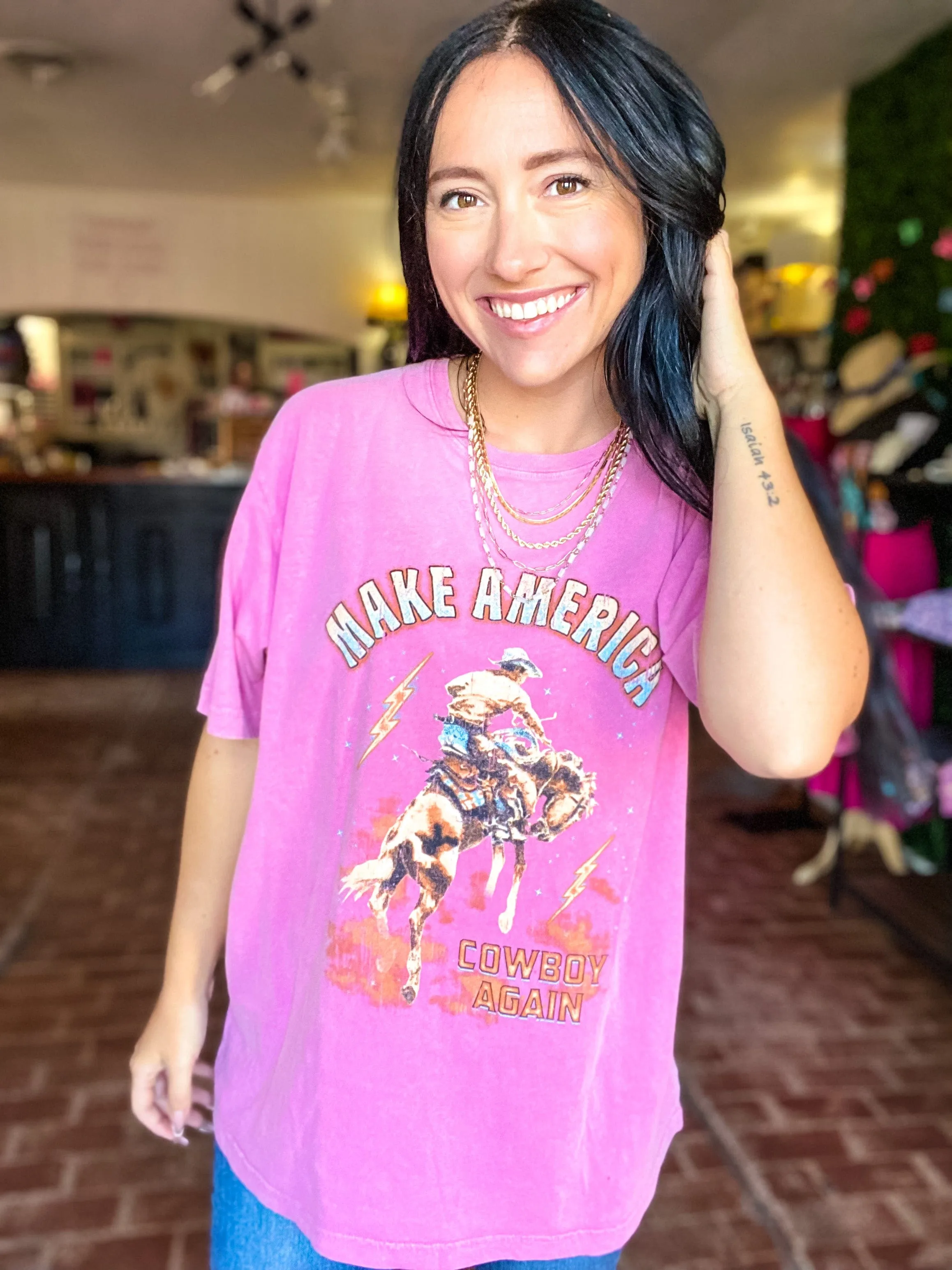 Make America Cowboy Again Mineral Wash-Pink