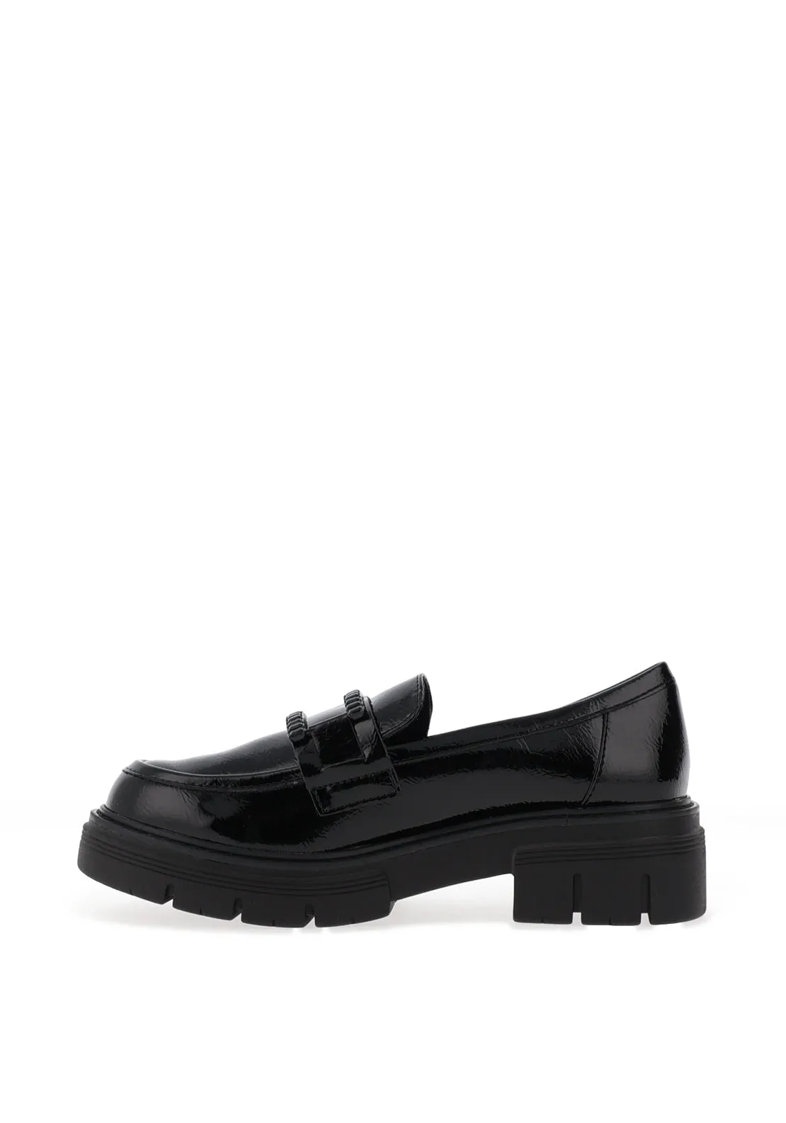 Marco Tozzi Patent Buckle Loafers, Black