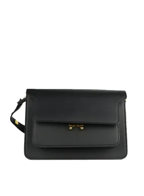 MARNI Borsa Trunk in pelle nera opaca