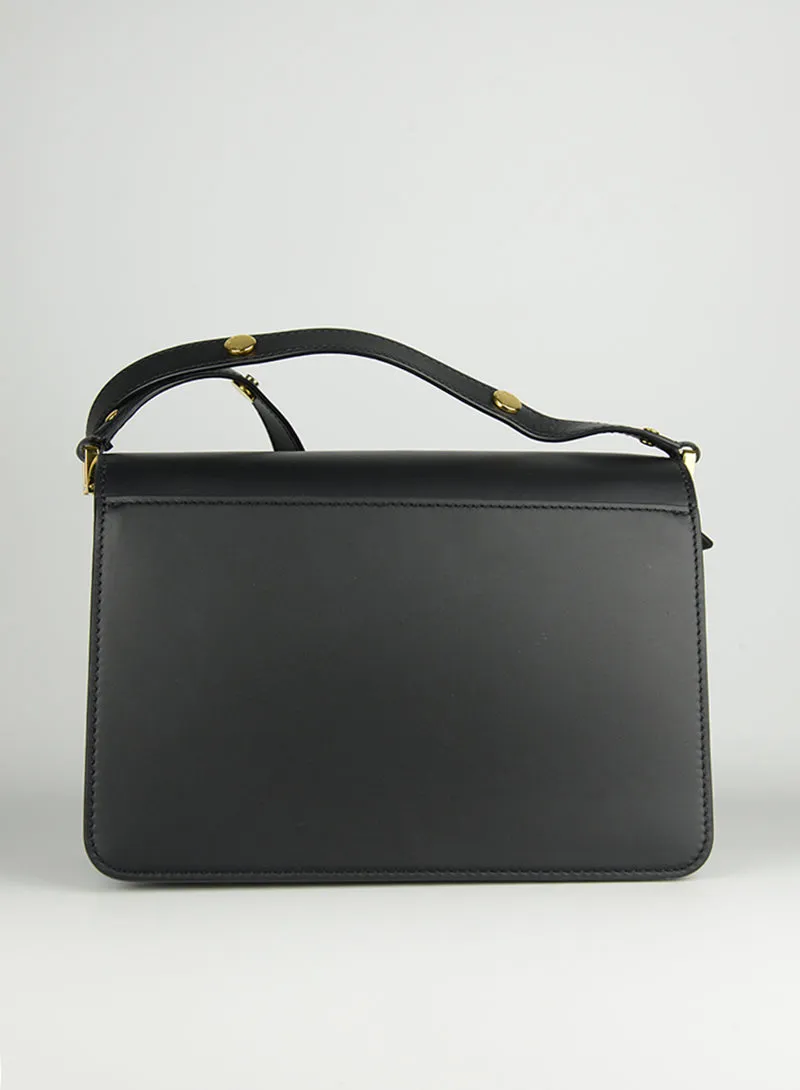 MARNI Borsa Trunk in pelle nera opaca