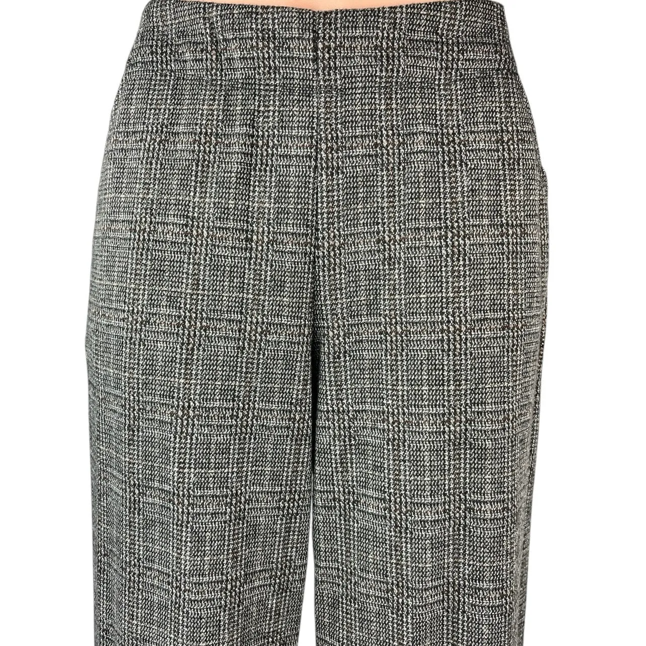 Max Studio Women's Gray Plaid Check Tweed Wide Leg High Waist Trousers Pants S