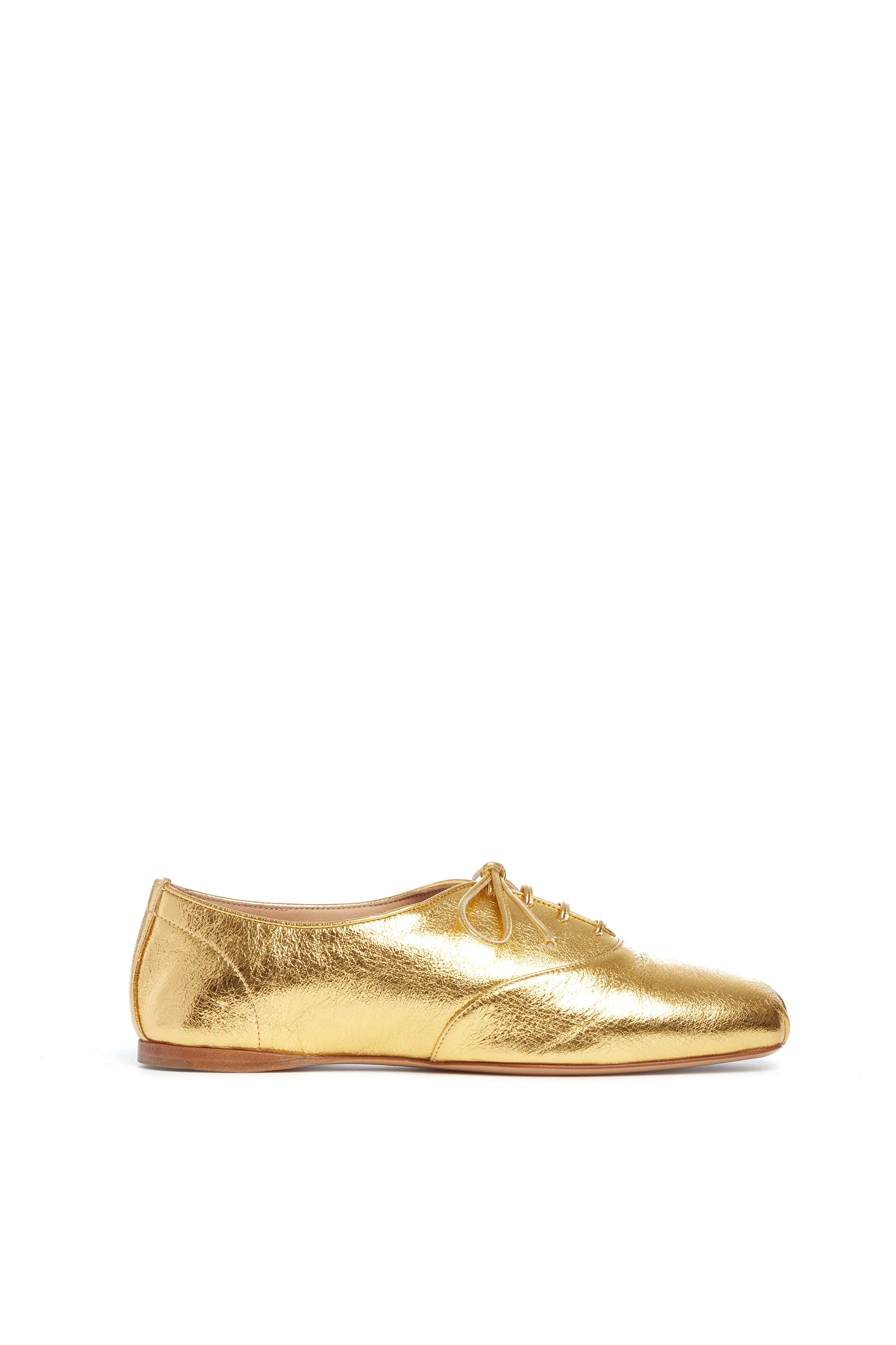 Maya Flat Shoe in Gold Leather