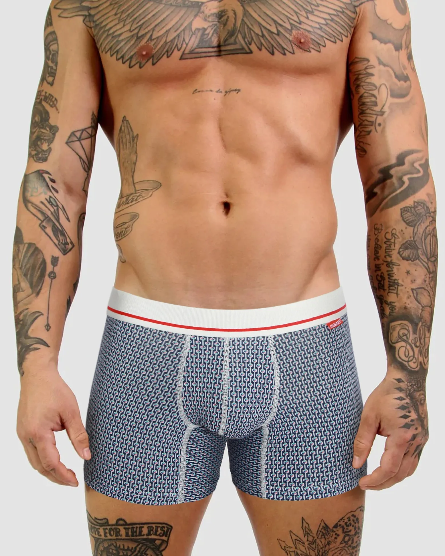 MENS BAMBOO TRUNK  - BLUE GEO