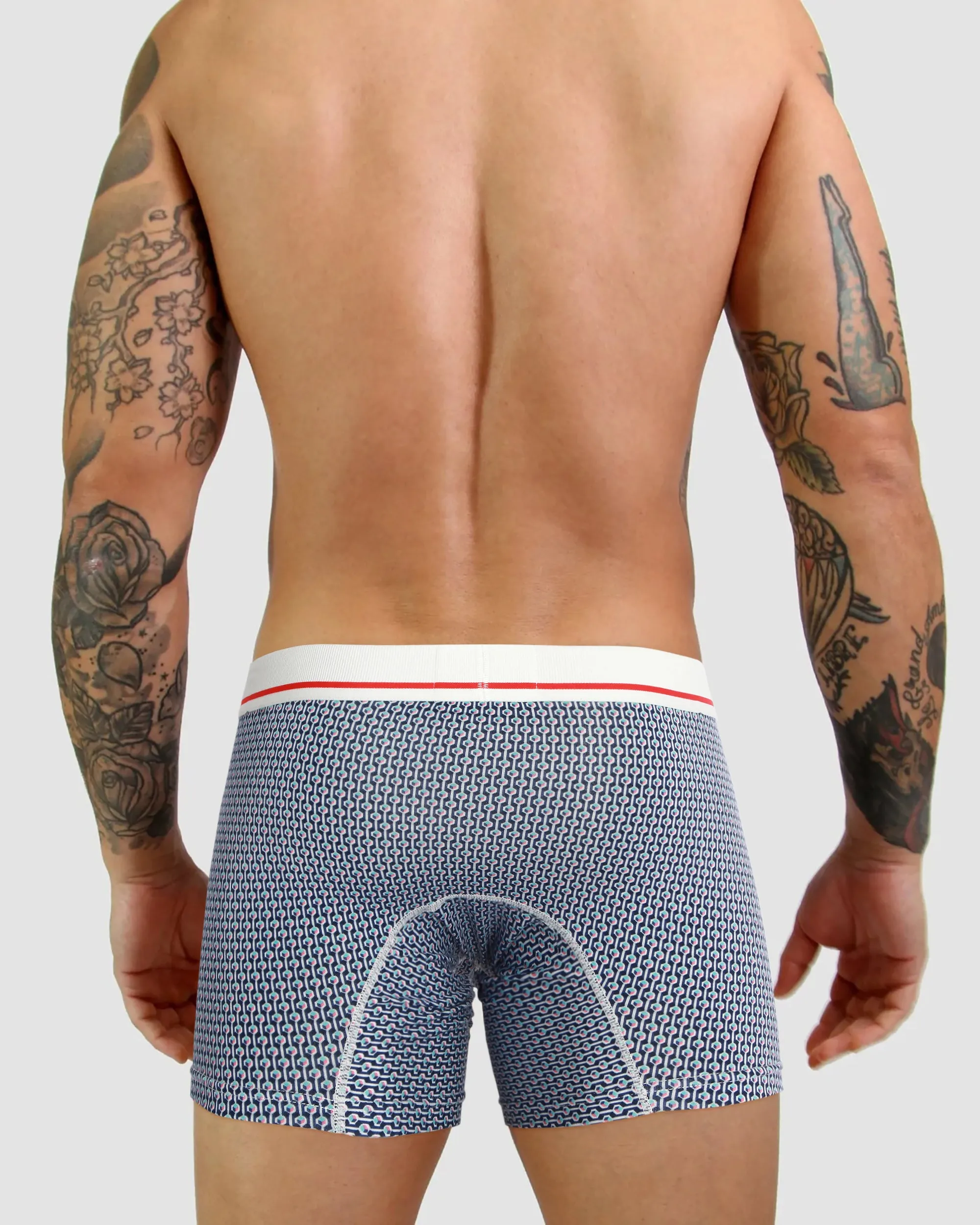 MENS BAMBOO TRUNK  - BLUE GEO