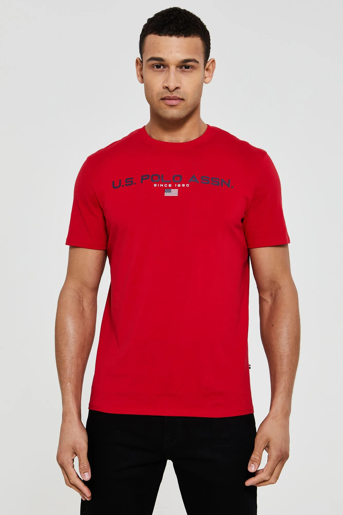 Mens Block Flag Graphic T-Shirt in Tango Red