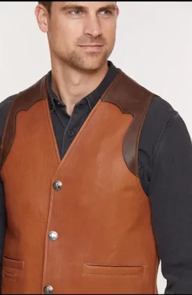 Men's Cowboy Tan Brown Leather Vest