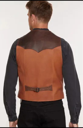 Men's Cowboy Tan Brown Leather Vest