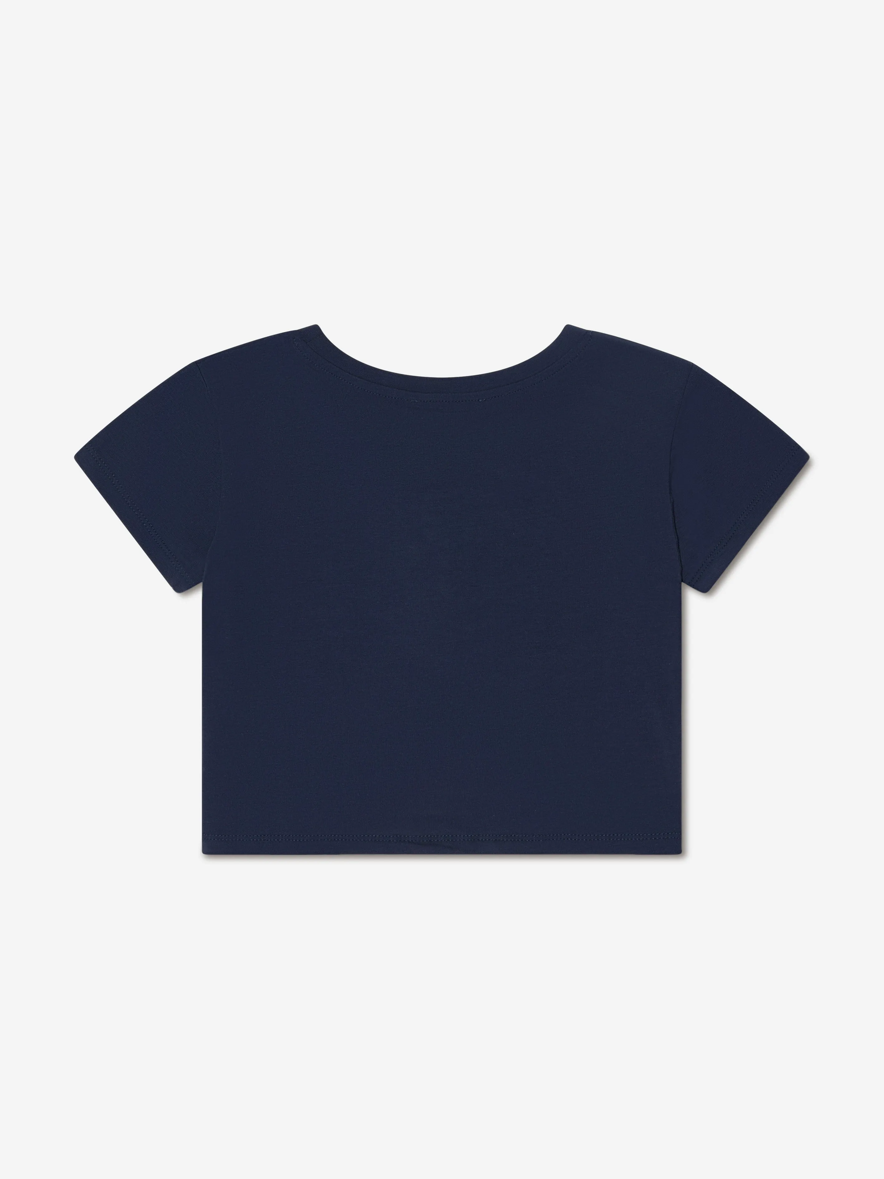 Michael Kors Girls Chain Logo Cropped T-Shirt in Navy