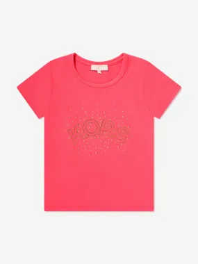 Michael Kors Girls Logo Print T-Shirt in Pink