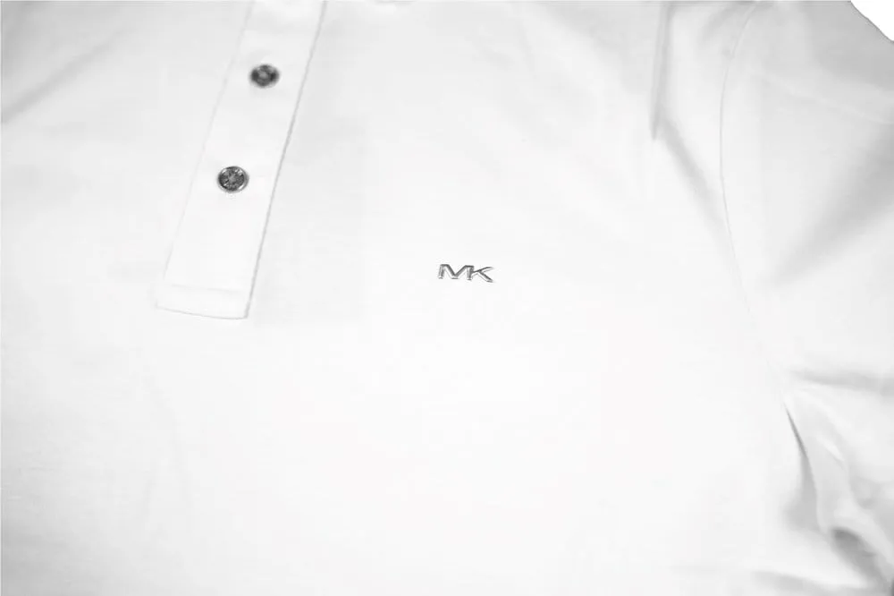 Michael Kors Metallic MK Logo Polo T-Shirt White