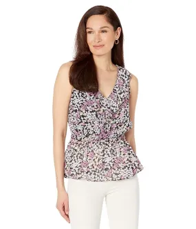 MICHAEL Michael Kors Floral V-Neck Ruffle Top Women's