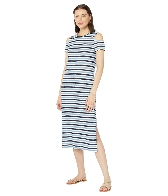 MICHAEL Michael Kors Ikat Stripe Cold-Shoulder Midi Dress Women's