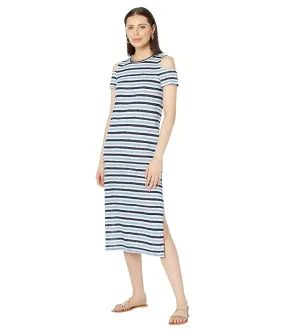 MICHAEL Michael Kors Ikat Stripe Cold-Shoulder Midi Dress Women's