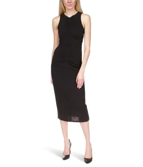 MICHAEL Michael Kors Sleeveless Center Front Ruched Midi Dress Women's