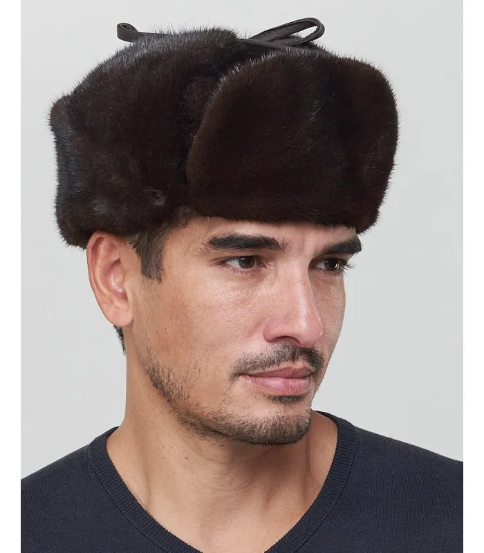 Mink Full Fur Russian Hat for Men: FurHatWorld.com