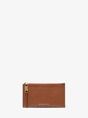 MK Empire Large Pebbled Leather Card Case - Brown - Michael Kors