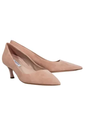 M.M.Lafleur - Beige Suede Pointed Toe Kitten Heels Sz 8.5