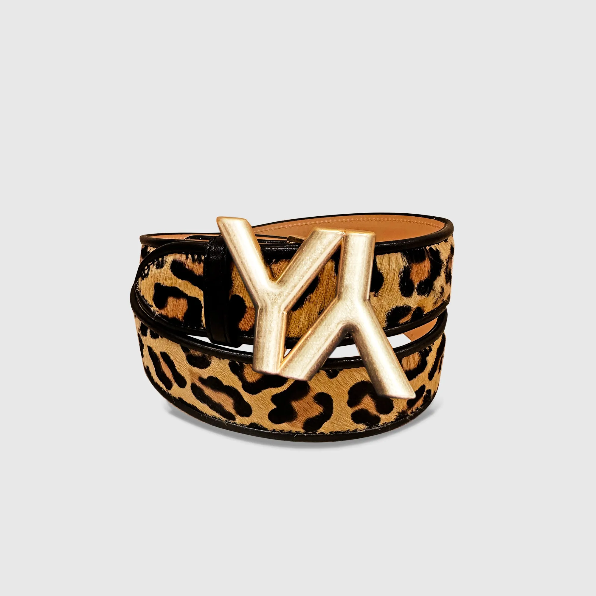 Monogram Buckle with belt calf hair leopard