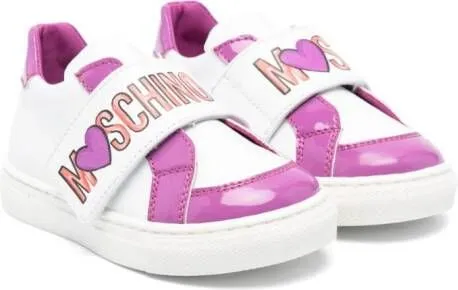 Moschino Kids logo-print leather sneakers White