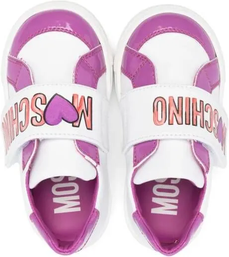 Moschino Kids logo-print leather sneakers White