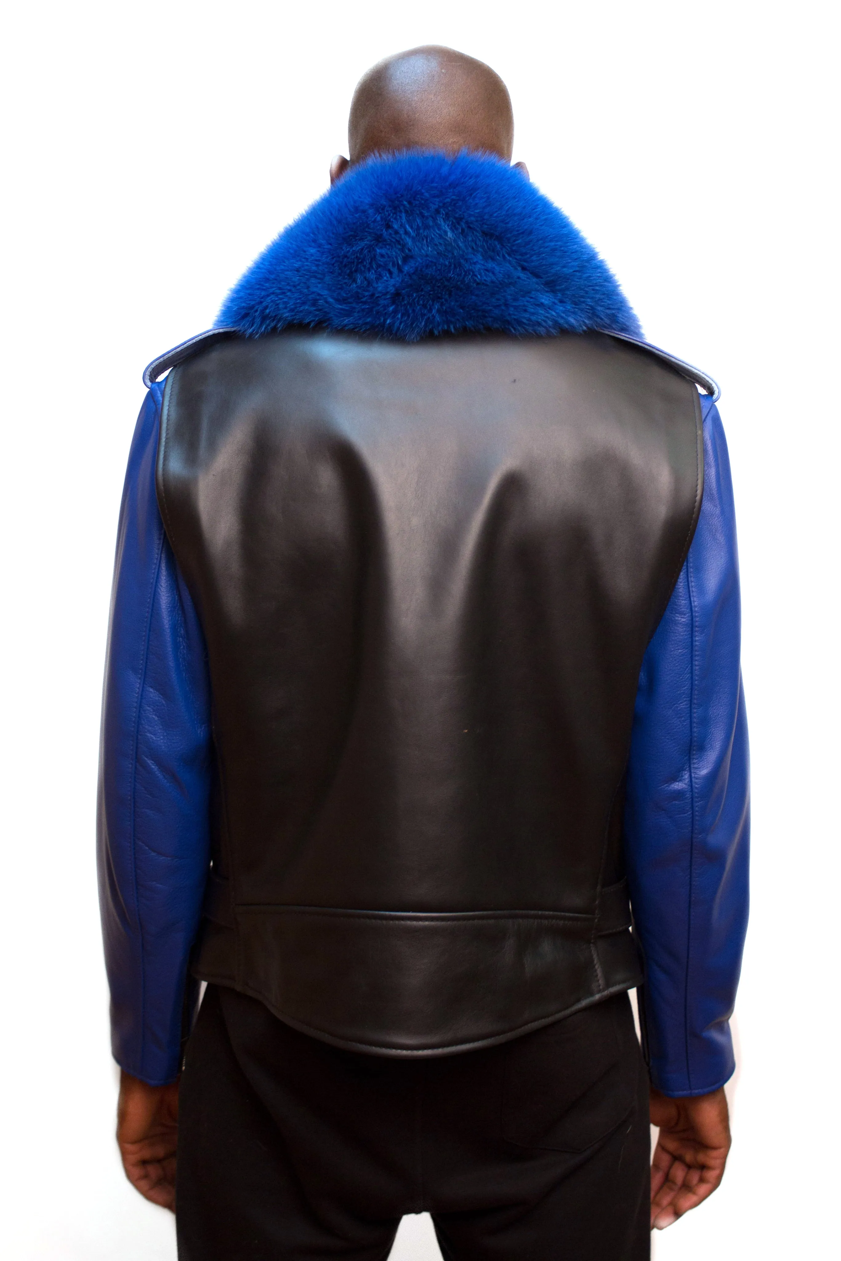 Motorcycle Biker Jacket with Fur Collar Style #3011