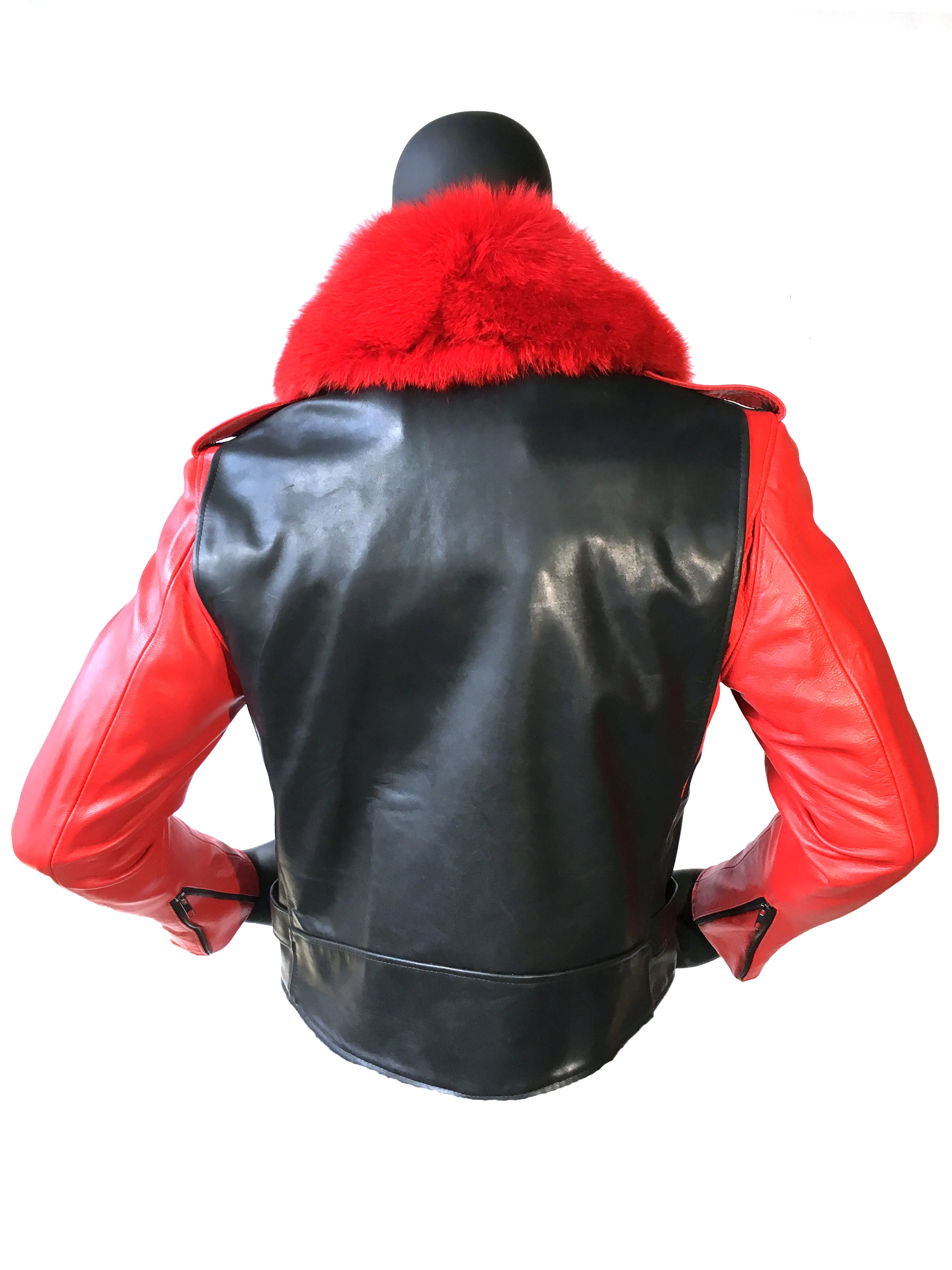 Motorcycle Biker Jacket with Fur Collar Style #3011