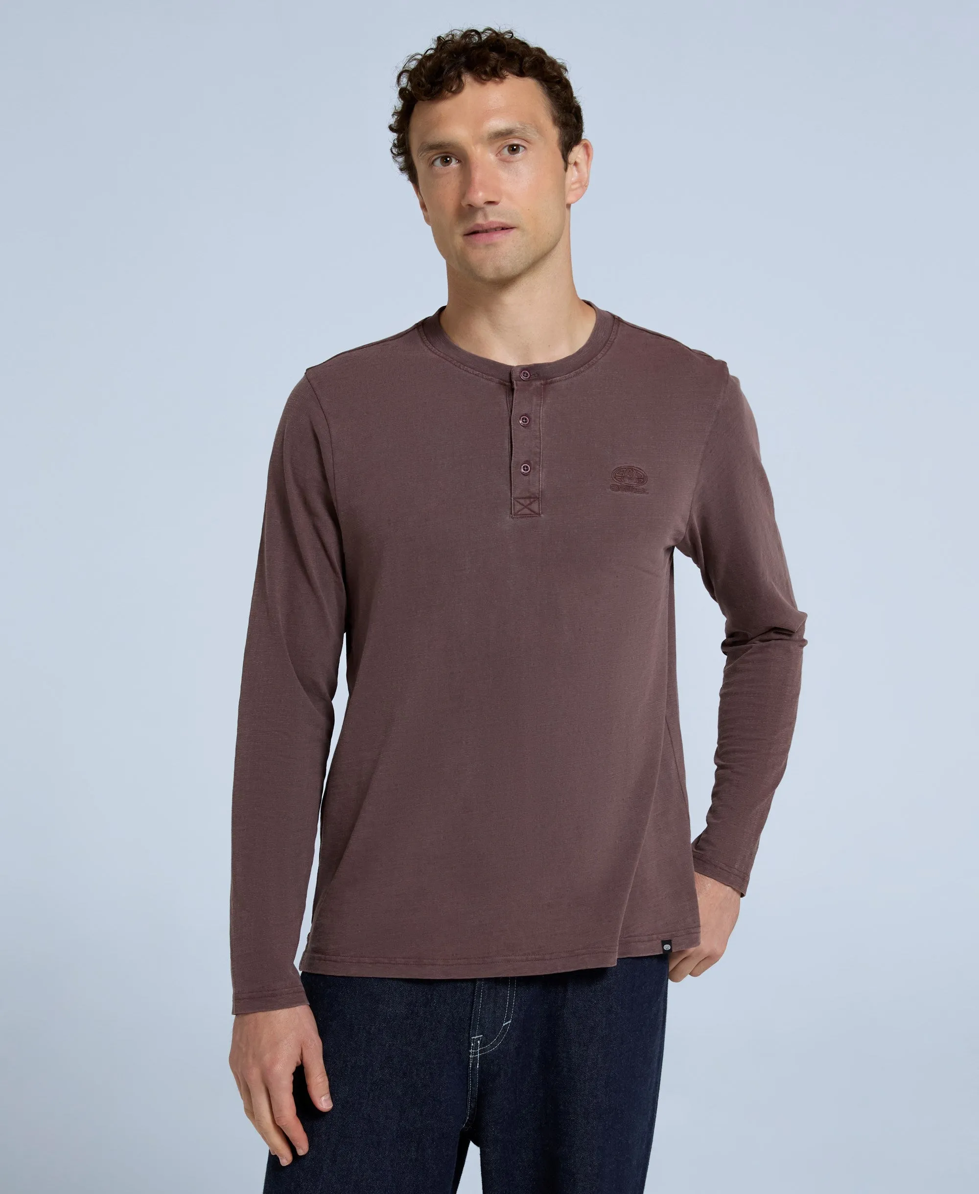 Noah Mens Henley Top - Burgundy