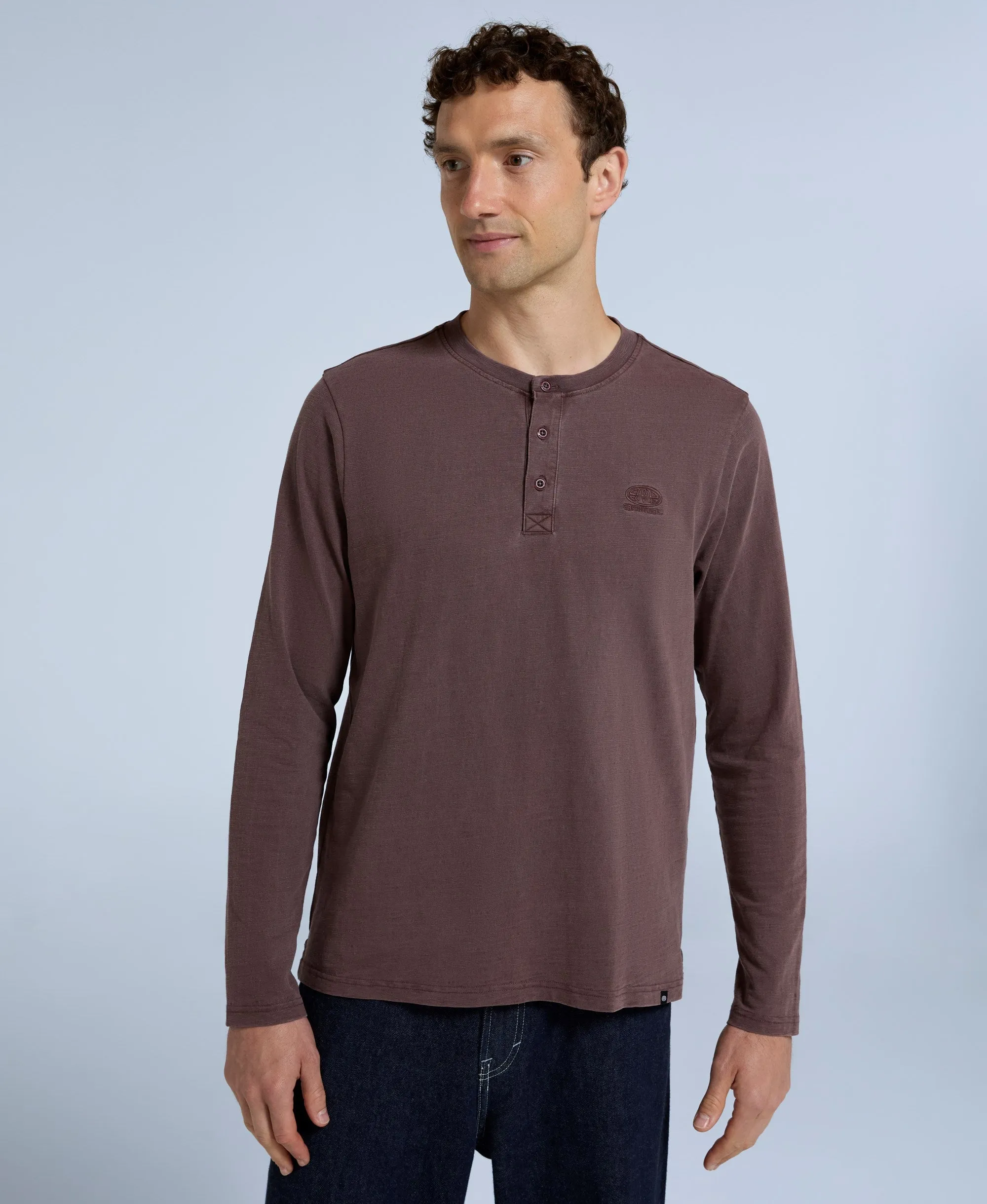 Noah Mens Henley Top - Burgundy