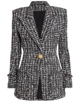 Noir Tweed Single Button Jacket