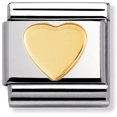 Nomination Yellow Gold Flat Heart Charm