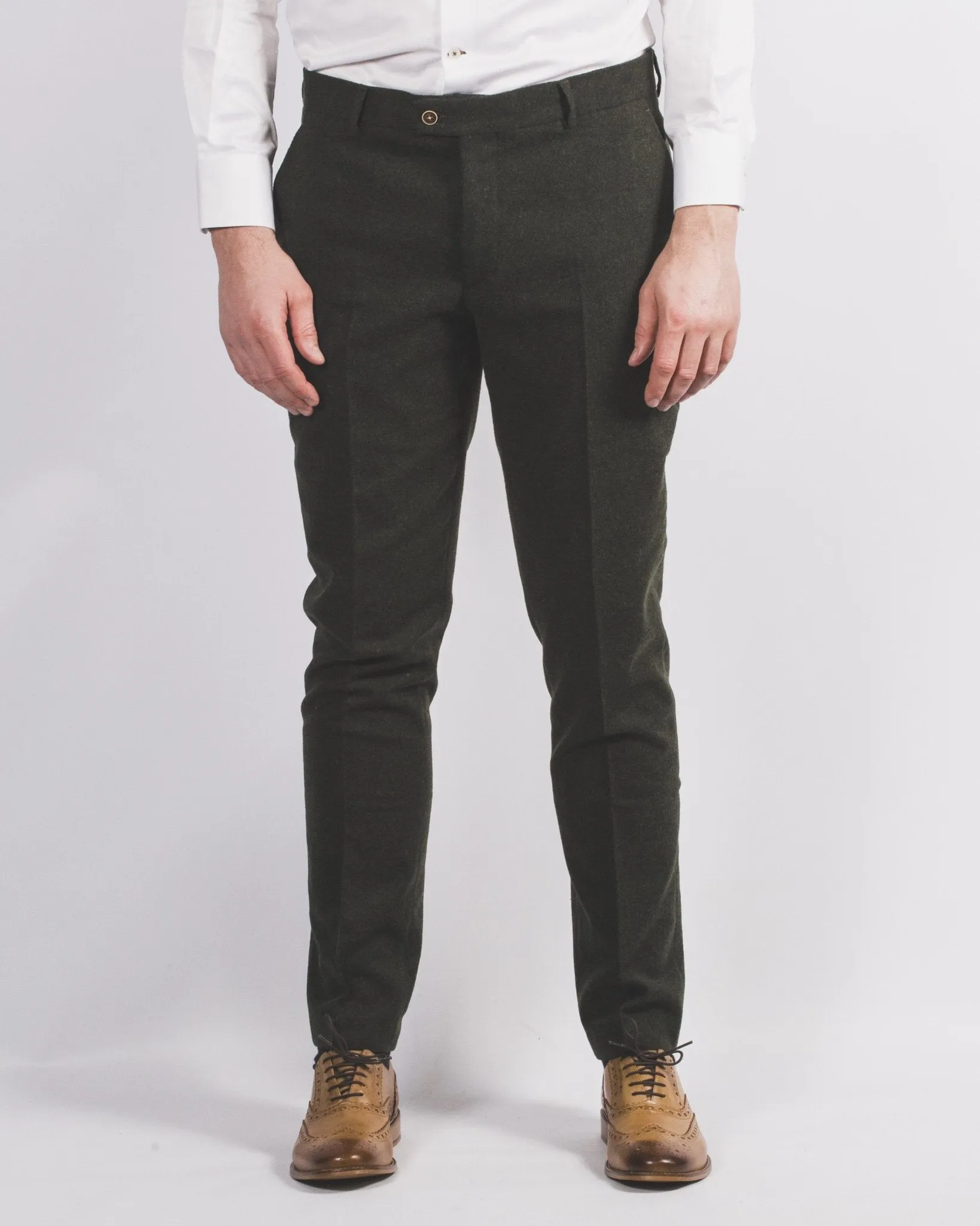 Olive Tweed Suit Trousers