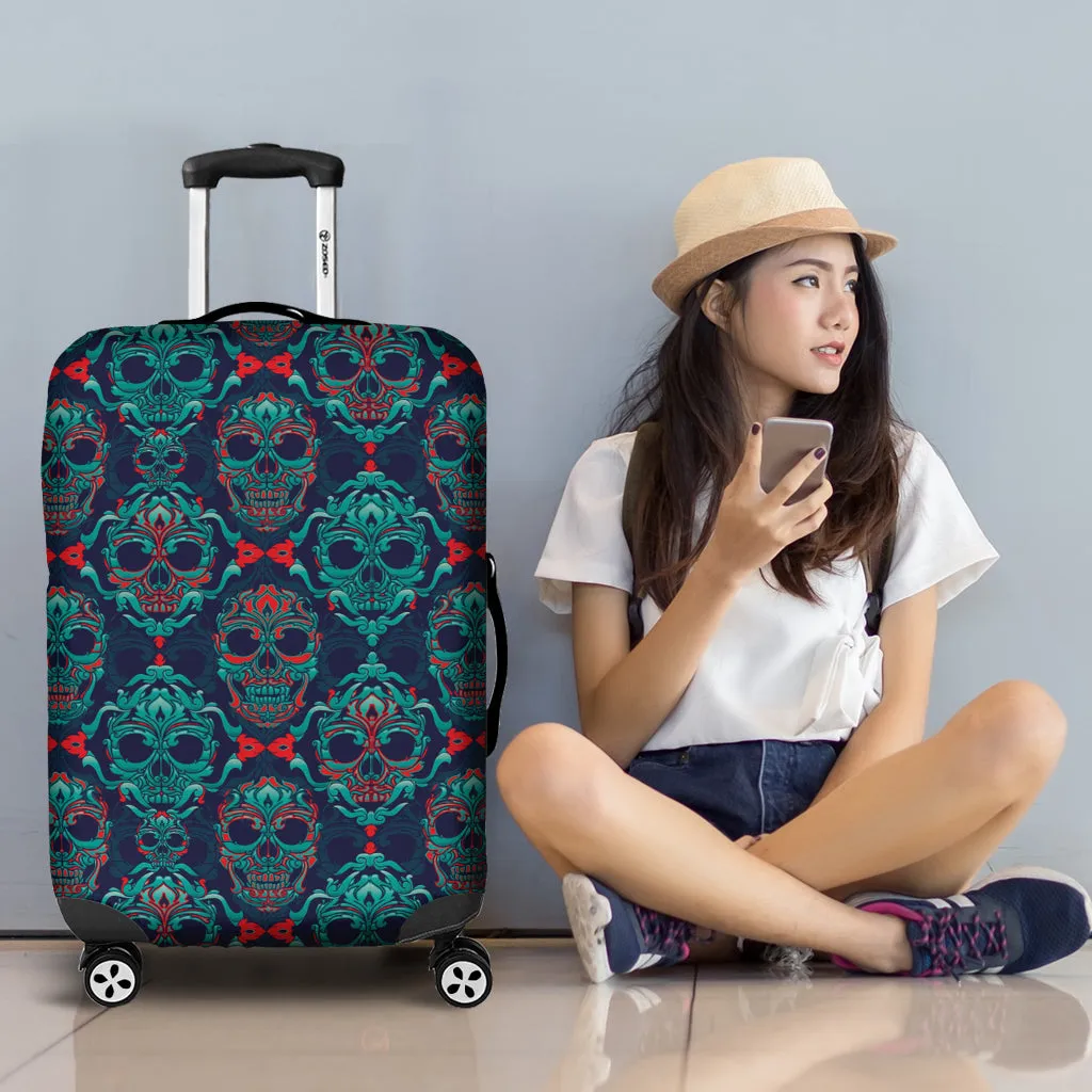 Ornamental Sugar Skull Luggage Cover