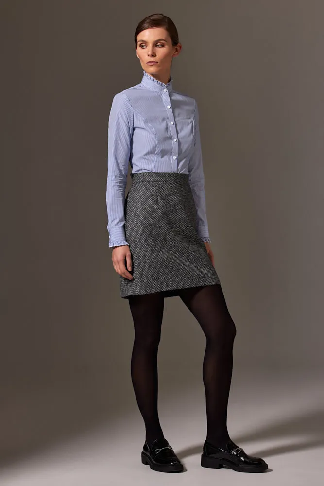 Paris Skirt - Grey Blue Tweed