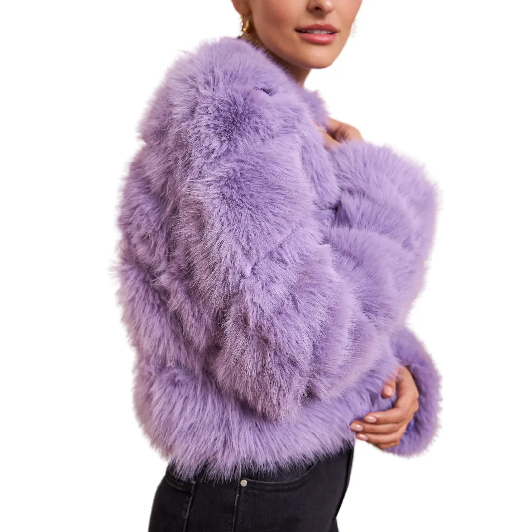 PAULA FAUX FUR SHORT JACKET LILAC