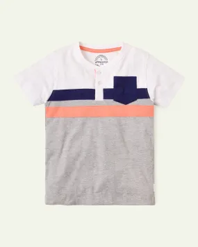 Peach and Blue Cut and Sew Henley