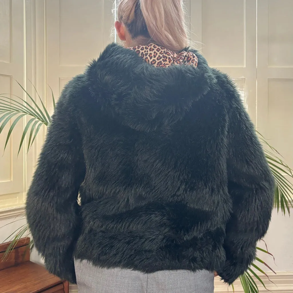 Pepe Jeans Jacket - Small Black Faux Fur