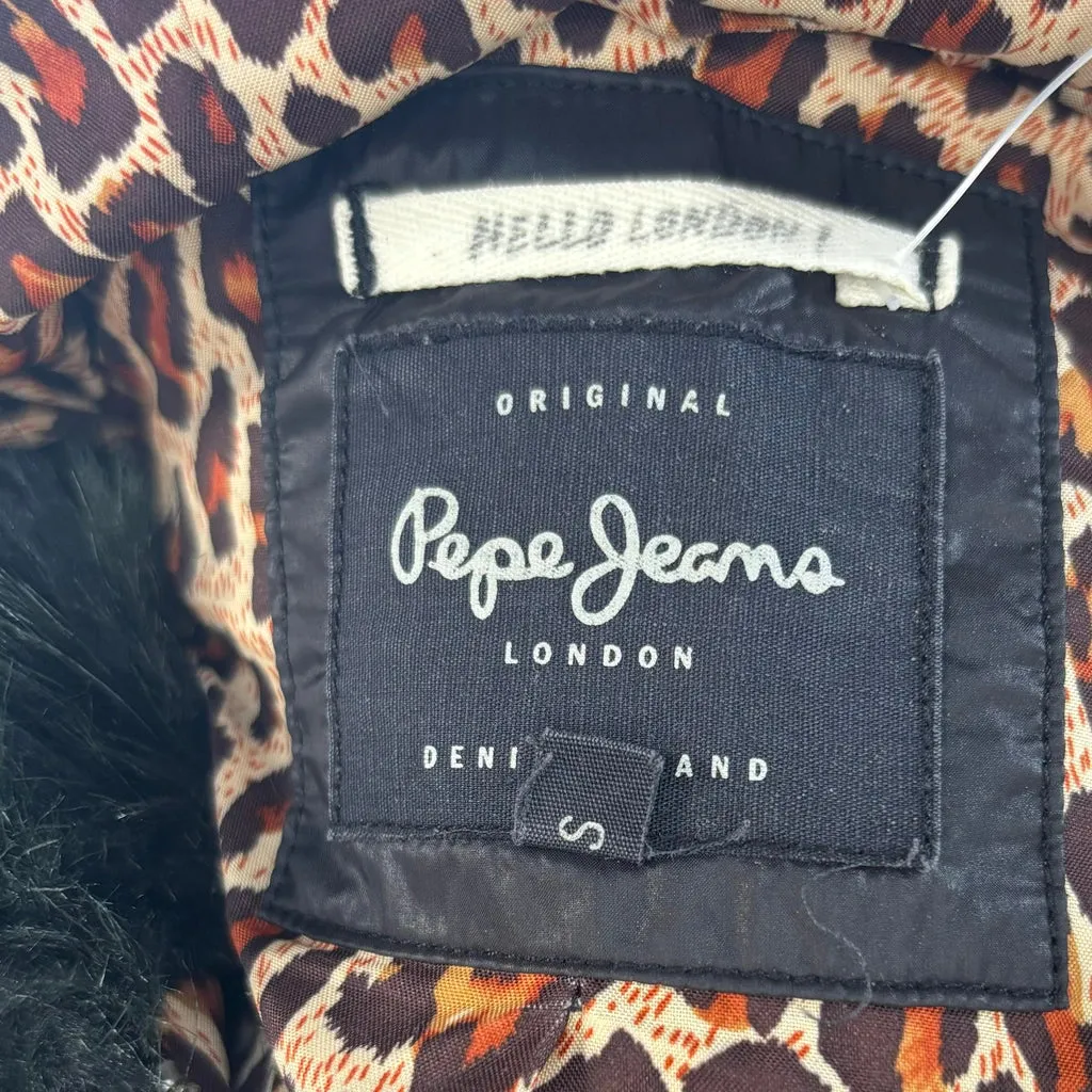 Pepe Jeans Jacket - Small Black Faux Fur