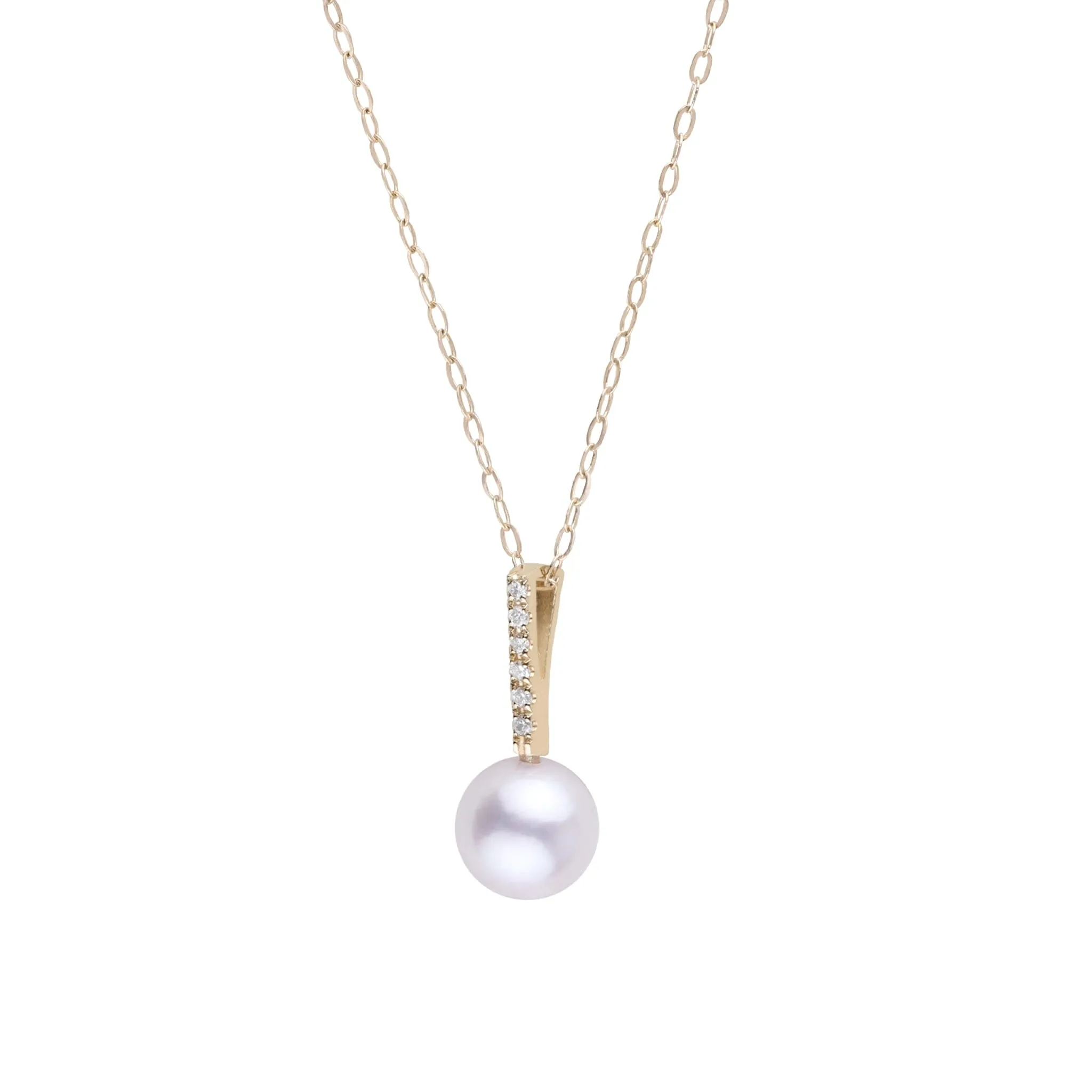 Petite Diamond Bar Collection 6.5-7.0 mm Akoya Pearl and Diamond Pendant