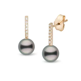 Petite Diamond Bar Collection 8.0-9.0 Tahitian Pearl Earrings