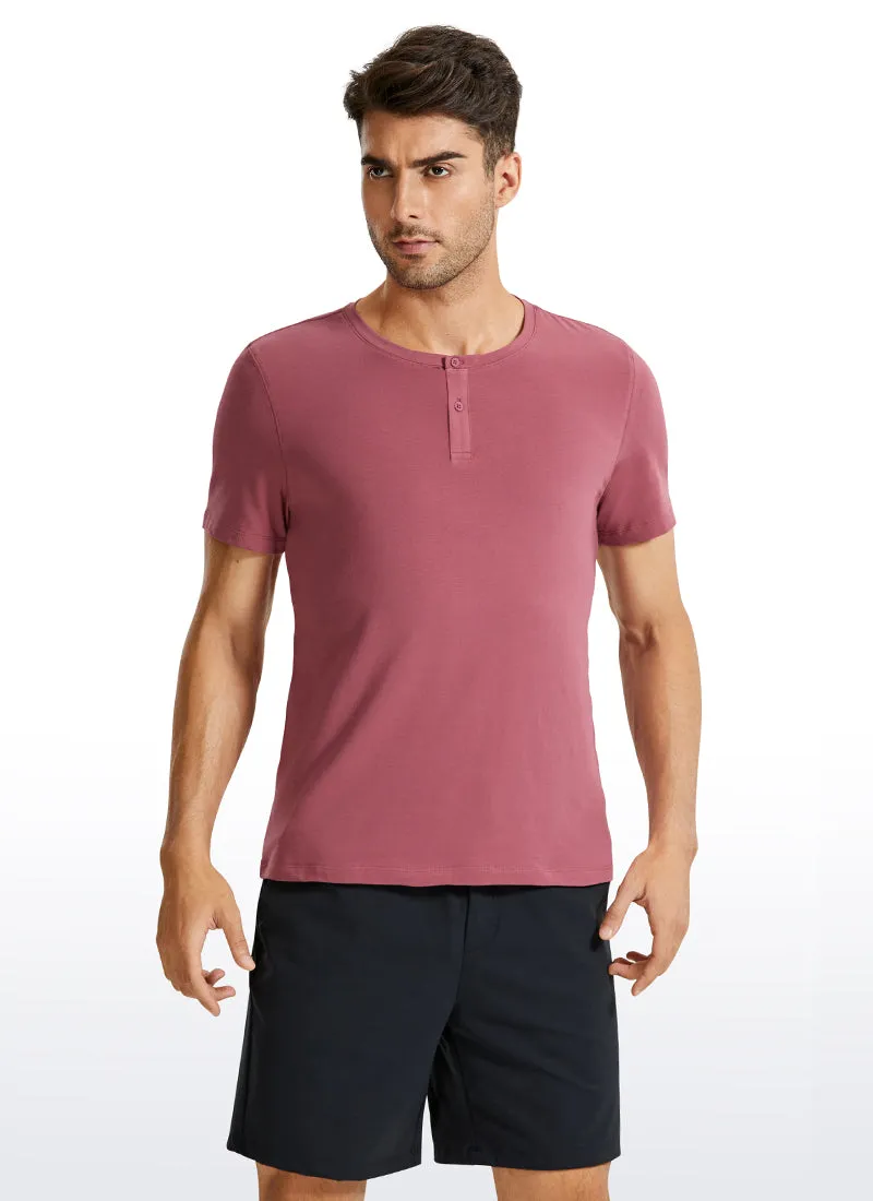 Pima Cotton Henley Short Sleeves