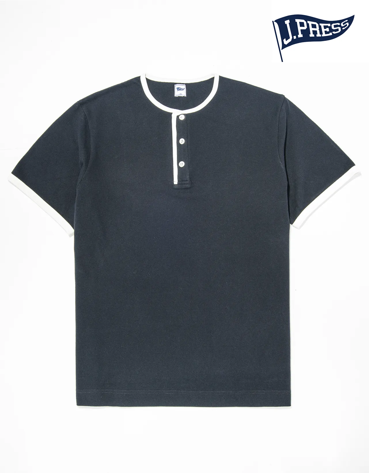 PIQUE HENLEY SHIRT - NAVY