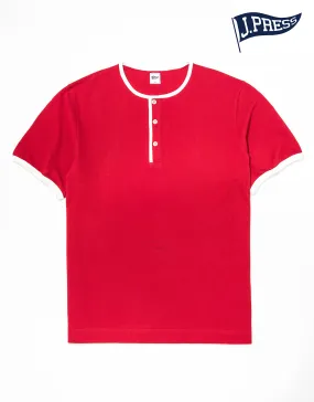 PIQUE HENLEY SHIRT - RED