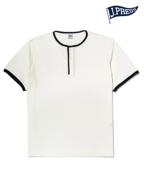 PIQUE HENLEY SHIRT - WHITE