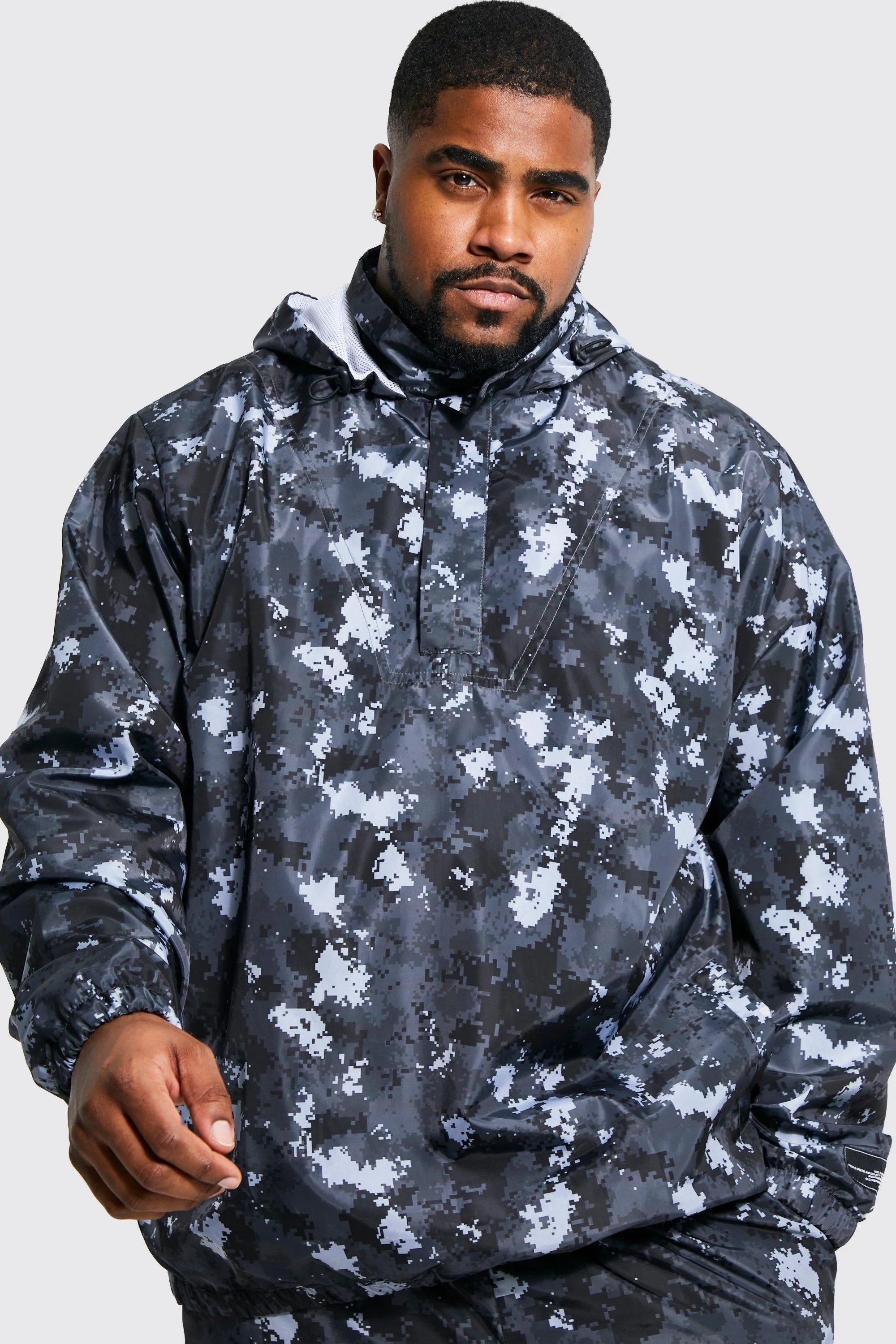 Plus Over The Head Camo Shell Windbreaker