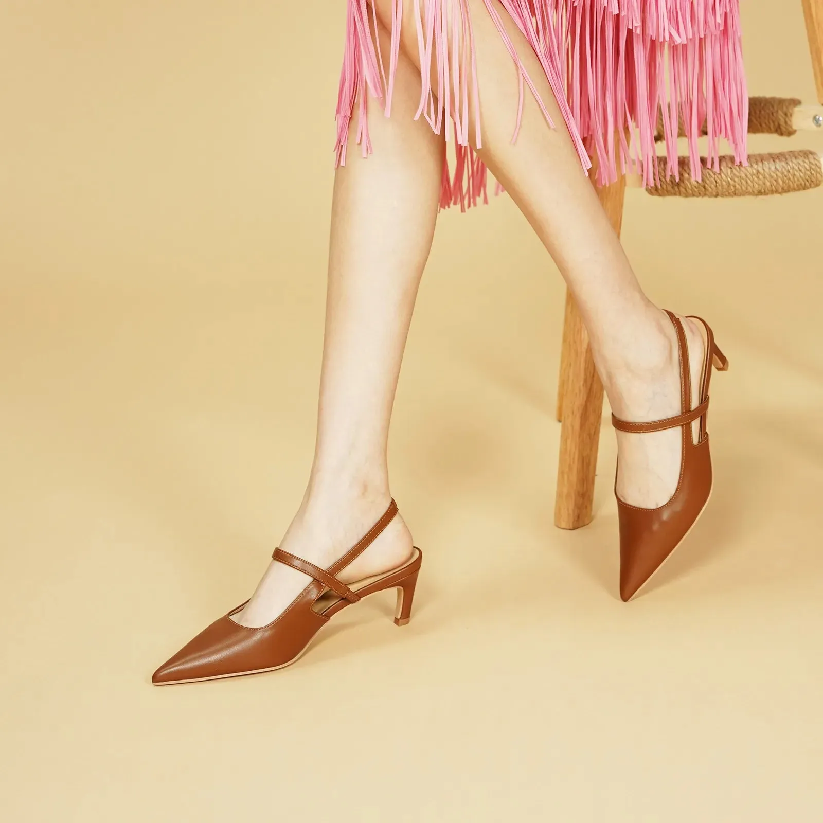 Pointed Toe Kitten heel Slingbacks (Helen)