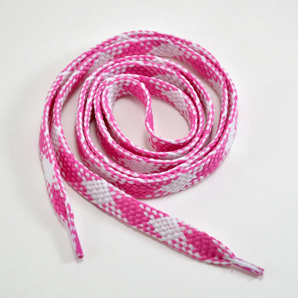 Preppy Plaid Golf Shoe Laces Pink and White